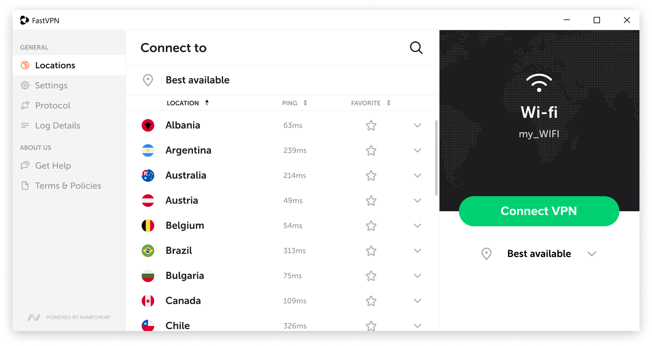 FastVPN 应用界面演示